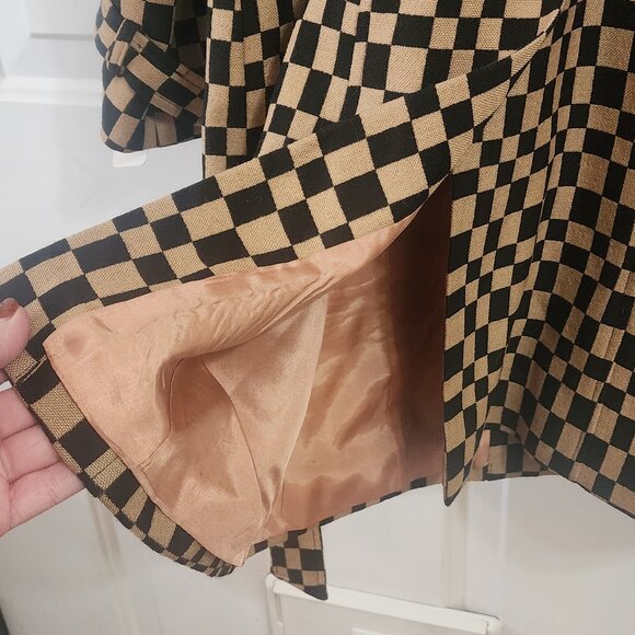 Bebe Wool Belted Trench Coat Checkered Print Fully Lined US Size S (SMALL) - Picture 7 of 8